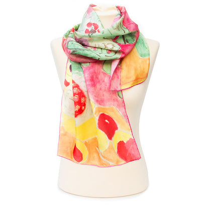 Matisse Pineapple & Flowers Silk Habotai Scarf - Style 2
