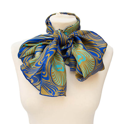 Art Deco Peacock Silk Habotai Scarf