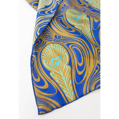 Art Deco Peacock Silk Habotai Scarf