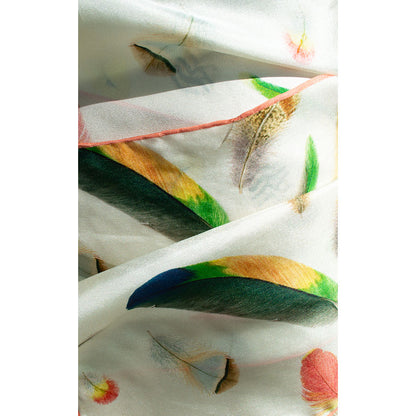 Feathers Silk Habotai Scarf - Detail