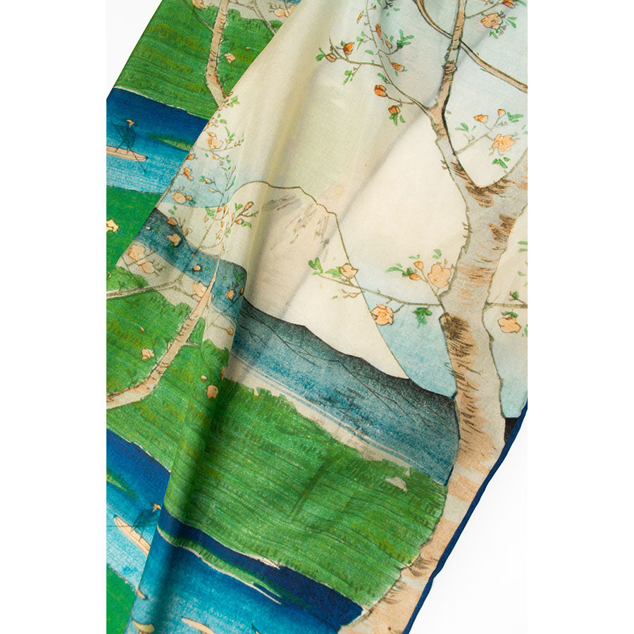 Oriental Riverside Silk Habotai Scarf - Detail 2