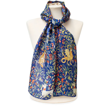 Medieval Cluny Blue Silk Habotai Scarf