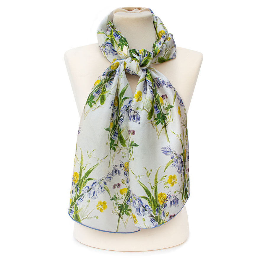 Spring Flowers Silk Habotai Scarf