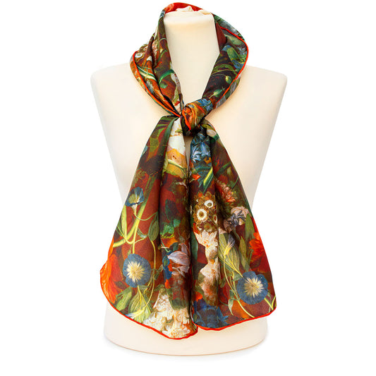 Van Huysum Flower Bouquet Silk Habotai Scarf - Style 1