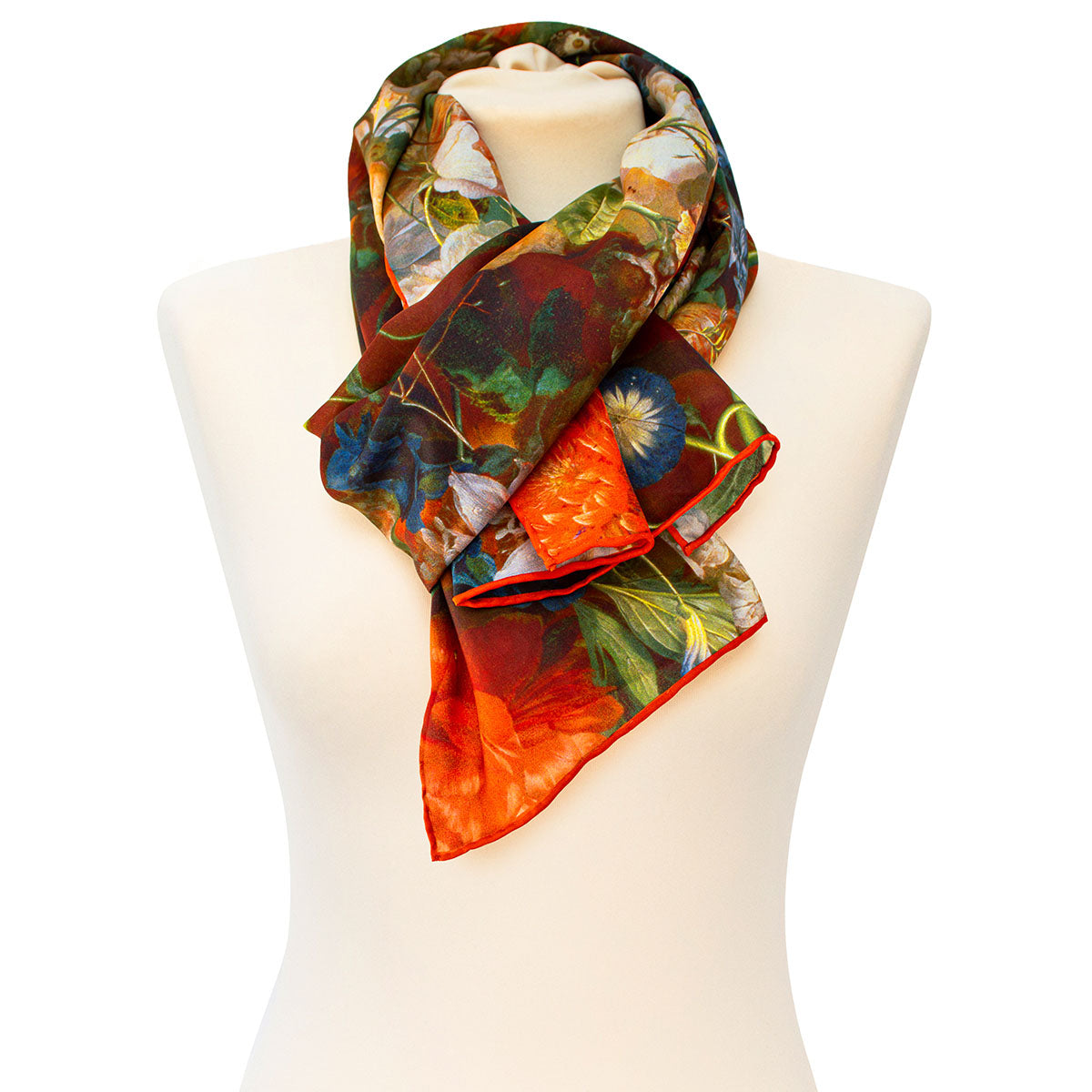 Van Huysum Flower Bouquet Silk Habotai Scarf - Style 4