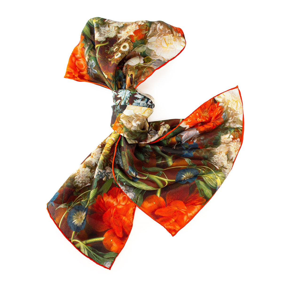 Van Huysum Flower Bouquet Silk Habotai Scarf - Detail 1