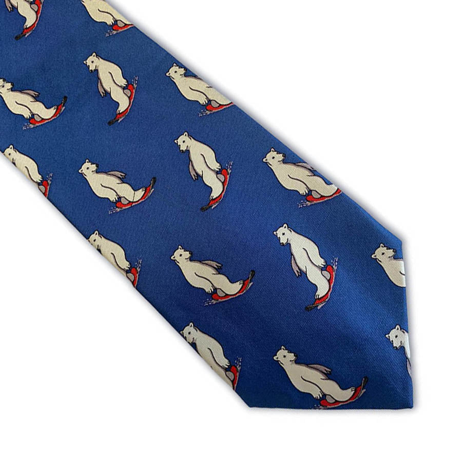 Bryn Parry Snowboarding Bear Silk Tie