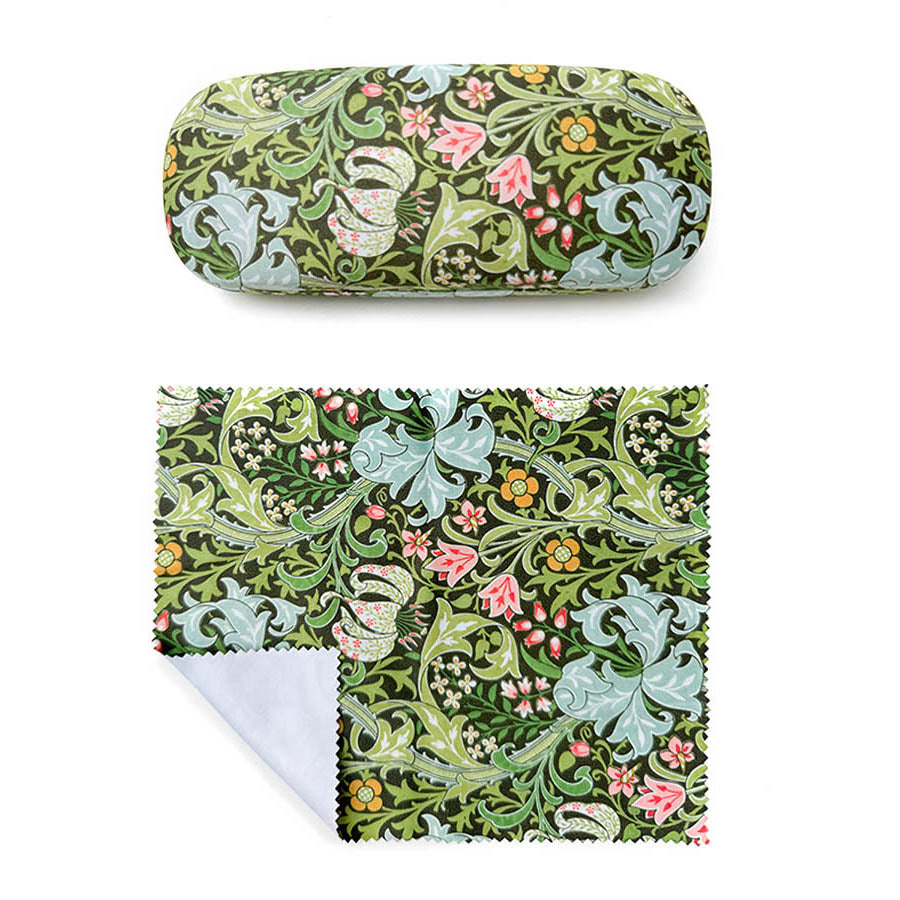 MORRIS GOLDEN LILY GLASSES CASE and cloth