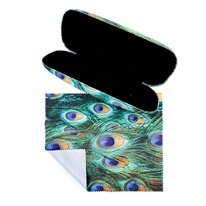 PEACOCK FEATHERS GLASSES CASE - Open