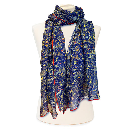 Medieval Blue Tapestry Chiffon Scarf