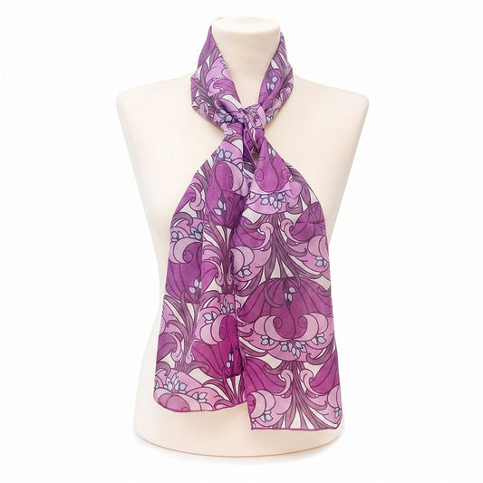 Purple Arts & Crafts Silk Habotai Scarf