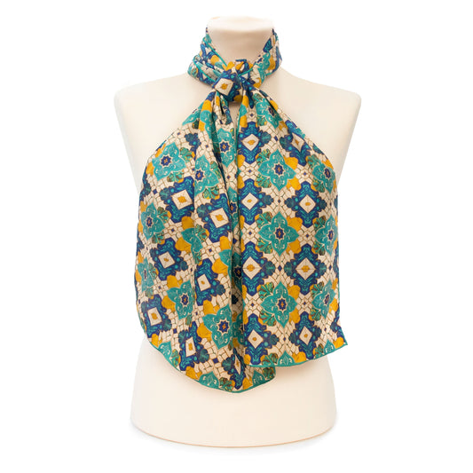 Morocco Zellige Silk Habotai Scarf