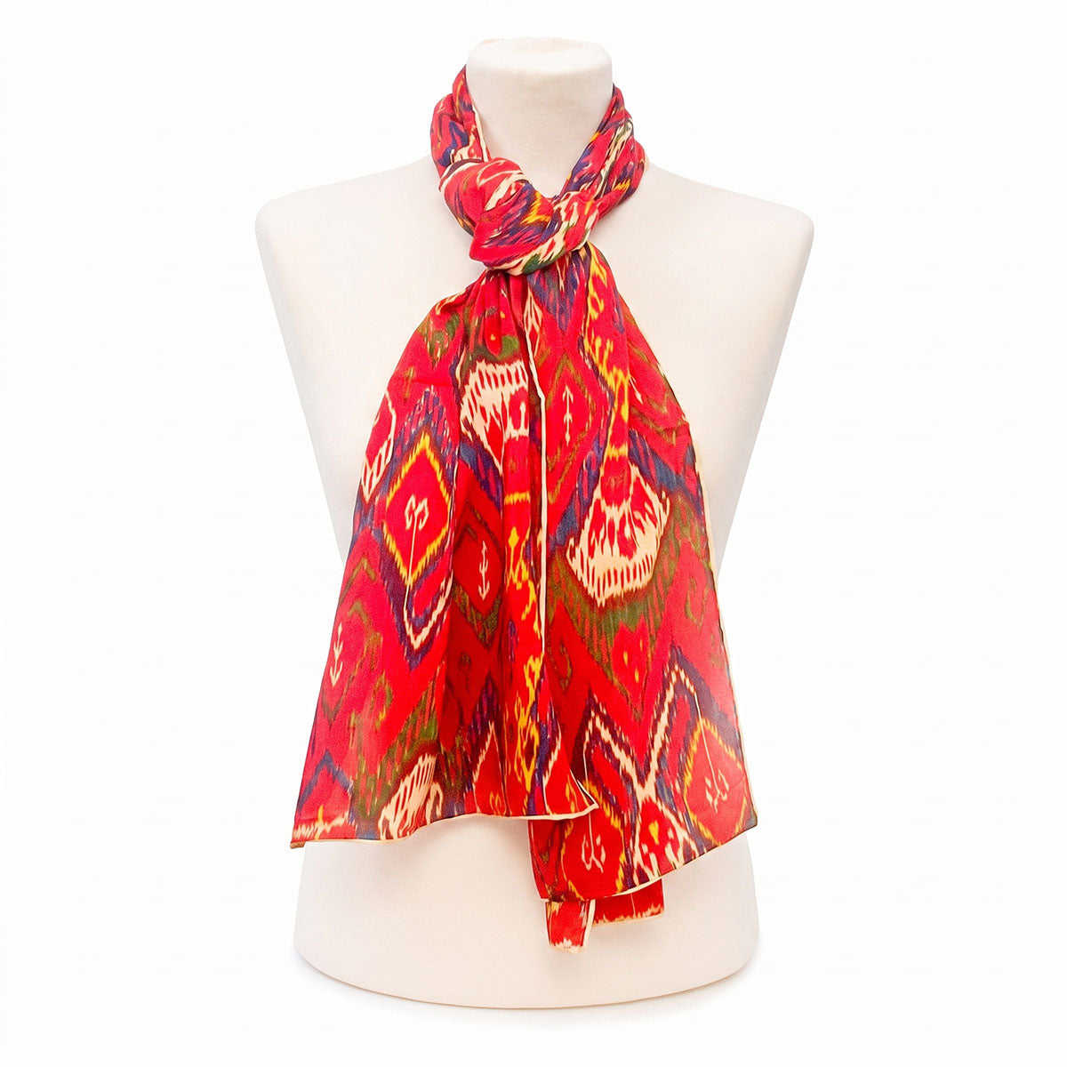 Crimson Batik Silk Habotai Scarf