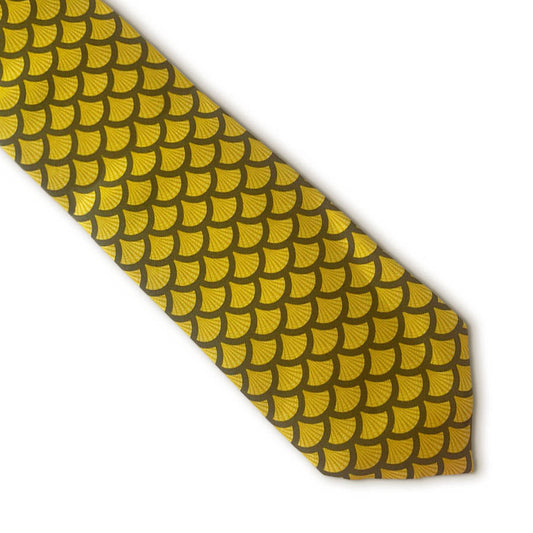 Imperial Russian Scallop Yellow Silk Tie