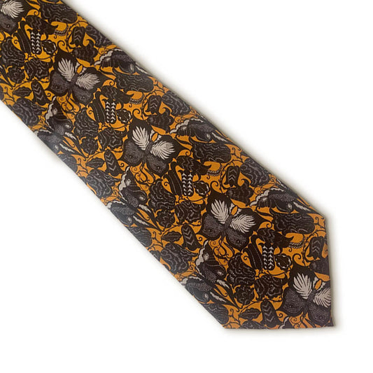 Art Nouveau Butterflies Gold Silk Tie