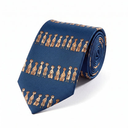 Meerkats Blue Silk Tie - Roll