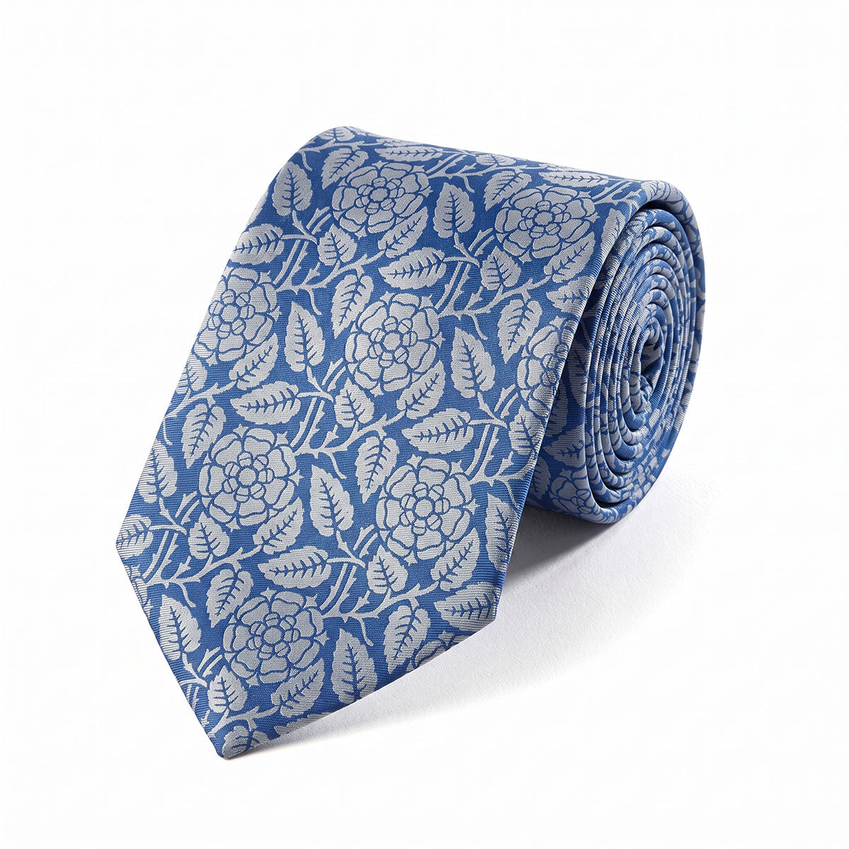 Tudor Rose Blue Silk Tie - Roll
