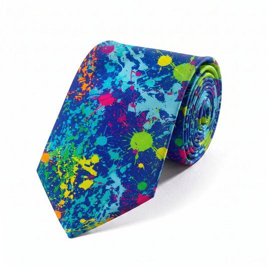Paint Splash Dark Blue Silk Tie - Roll