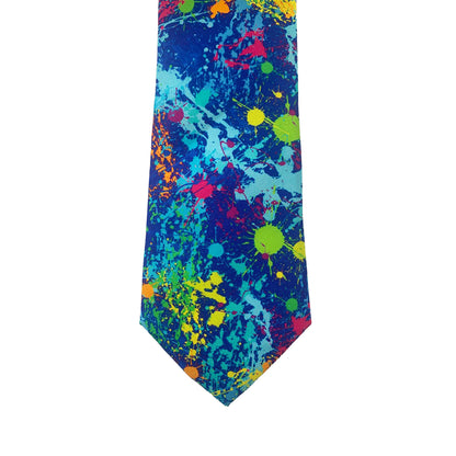 Paint Splash Dark Blue Silk Tie