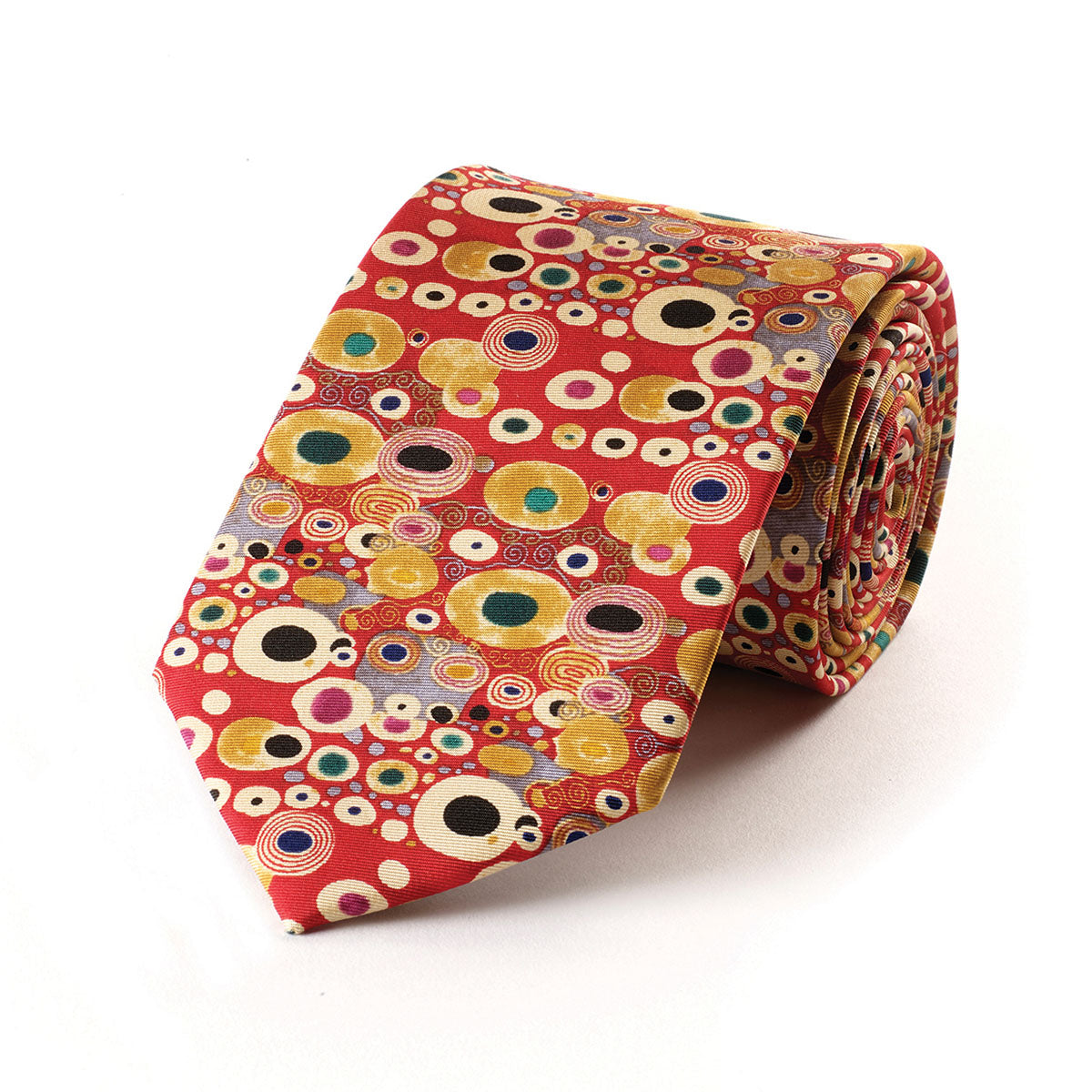 Klimt Crimson Silk Tie - Roll