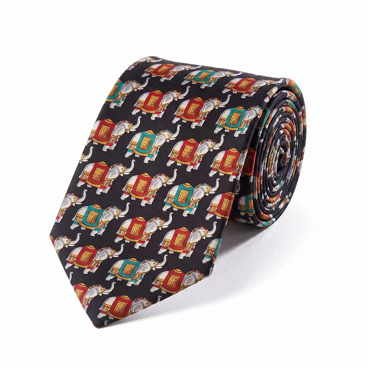 Keralan Elephants Silk Tie - Roll