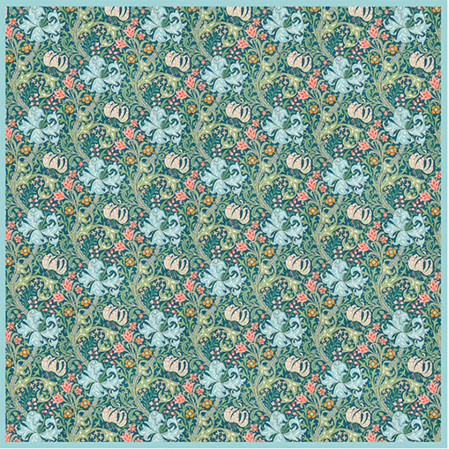 MORRIS GOLDEN LILY GREEN POCKET SQUARE