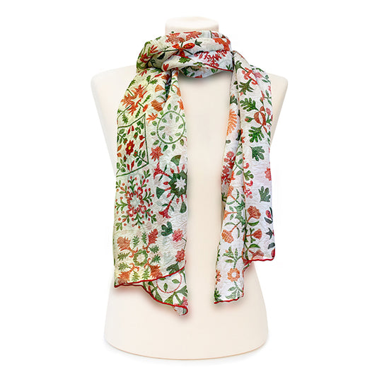 Red & Green Quilt Chiffon Scarf