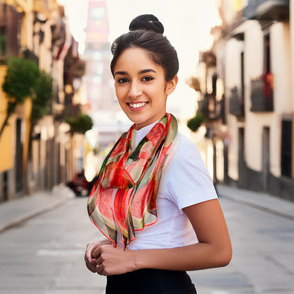 Frida Kahlo Chiffon Scarf - With Model