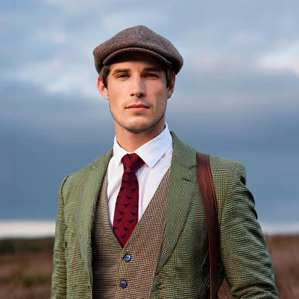 Grouse Claret Silk Tie - with model