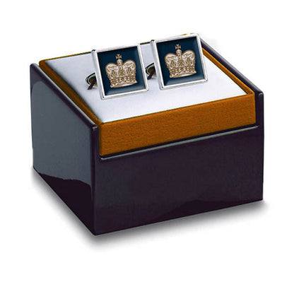 Crown Navy Cuff Links Boxed