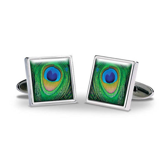 Peacock Feathers Cuff Links