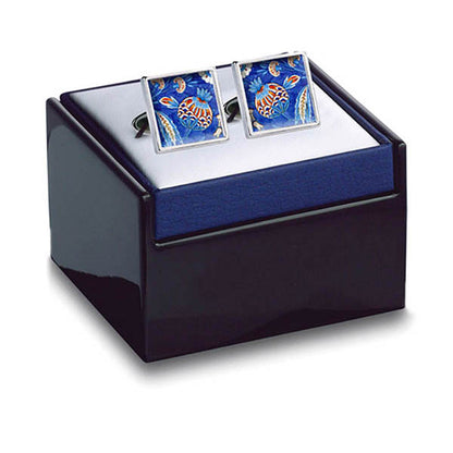 Iznik Flower Blue Cuff Links in box