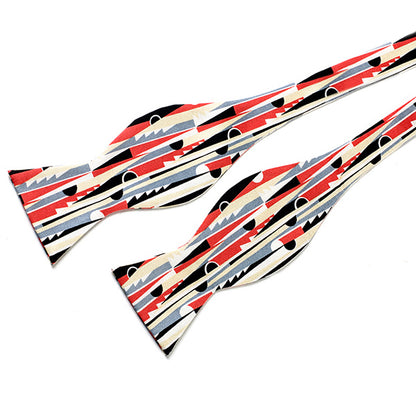 Deco Black & Red Bow Tie - Flat