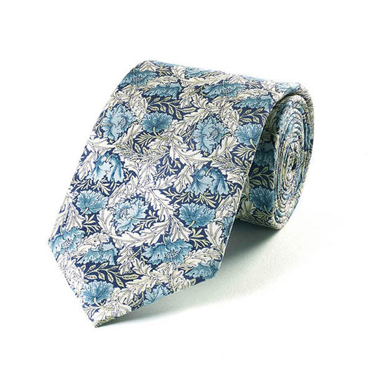 Morris Blue Poppy Silk Tie