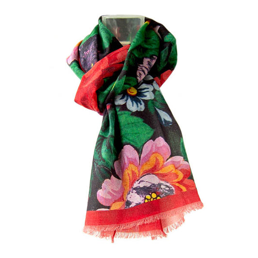 Russian Floral Silk & Wool Shawl