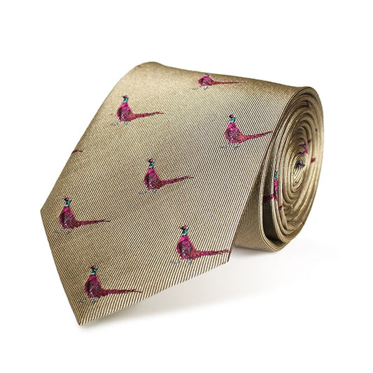 Pheasant Gold Silk Tie