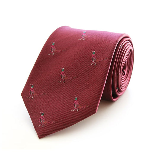 Pheasant Burgundy Silk Tie