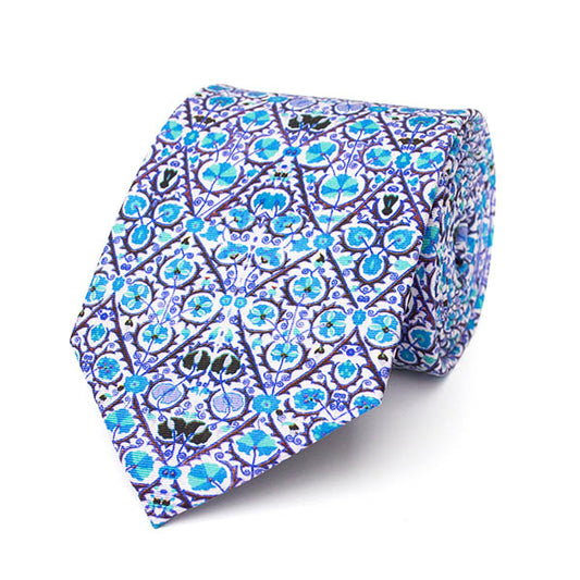 Suzani Blue Silk Tie