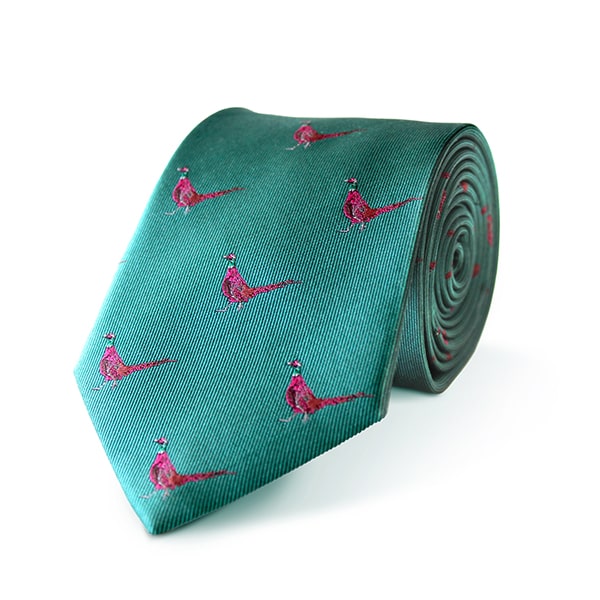 Pheasant Jade Silk Tie