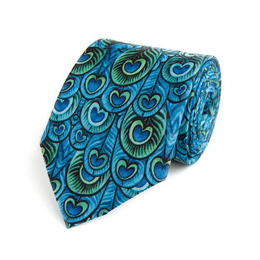 De Morgan Peacock Feathers Silk Tie