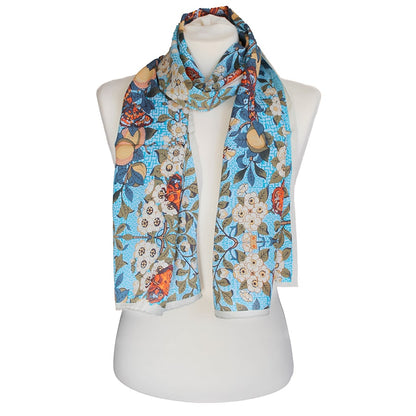 Orange Fruit and Butterfly Crêpe de Chine Scarf