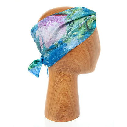 Monet Water Lilies Skinny Silk Scarf as headband
