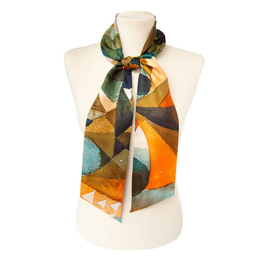 Paul Klee Composition Skinny Silk Scarf on mannequin