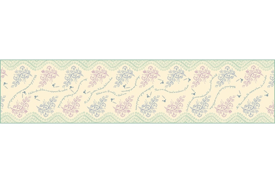 Jane Austen Silk Habotai Scarf - Flat Artwork