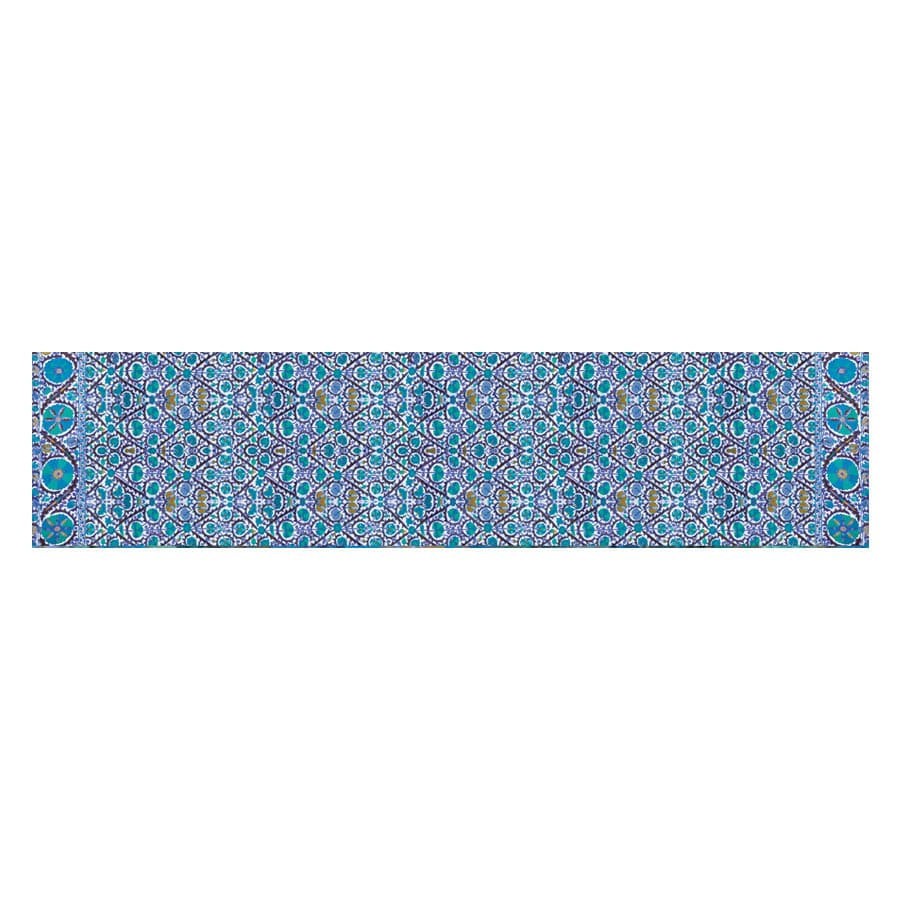 Suzani Blue Silk Habotai Scarf - Flat Artwork