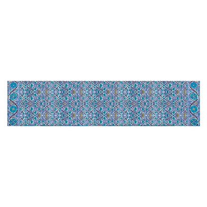Suzani Blue Silk Habotai Scarf - Flat Artwork