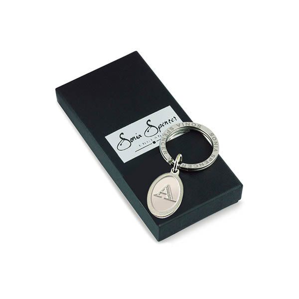 Etched Initial Keyring with box