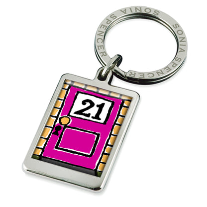 Landmark Birthday Keyring - 21st Pink