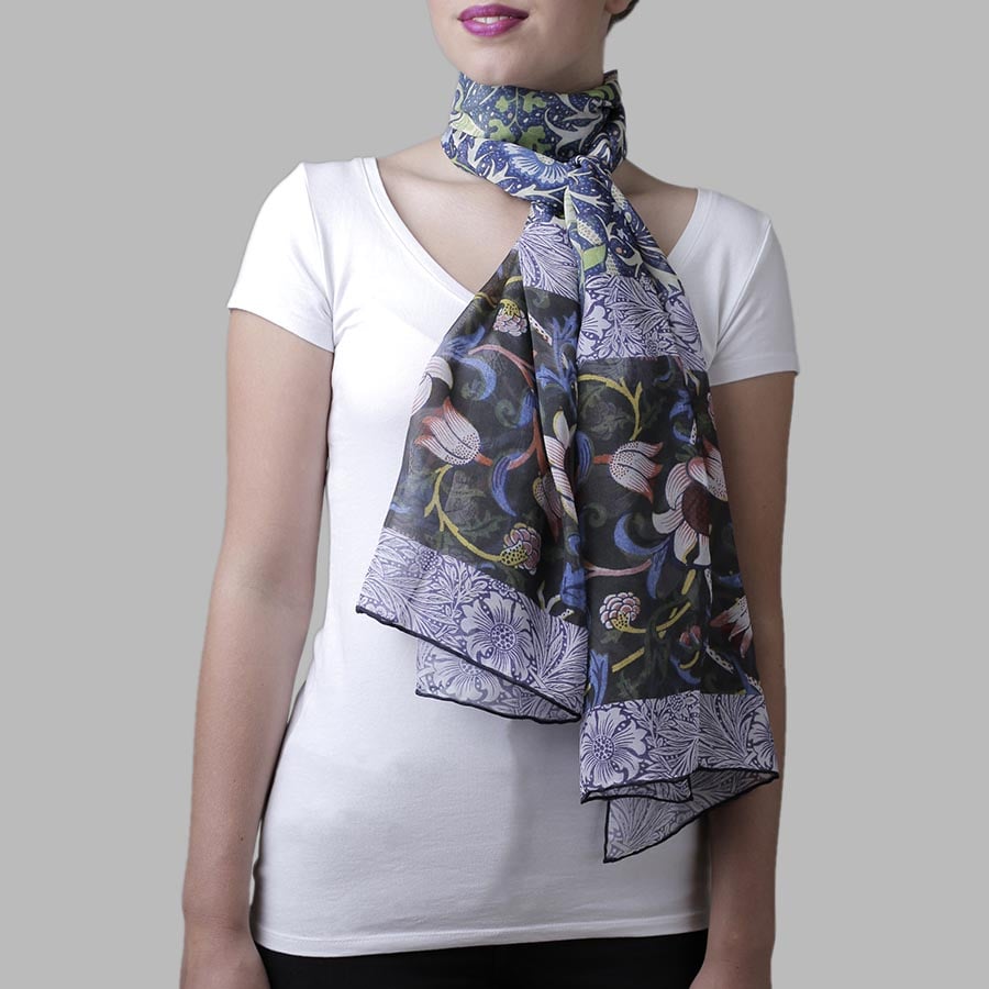 Morris Seaweed Chiffon Scarf - Model