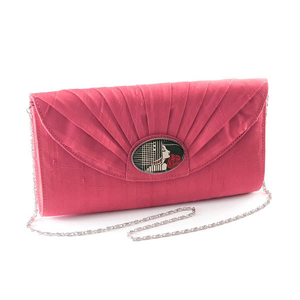 Pink Silk Cameo Clutch Bag with Mackintosh Cameo